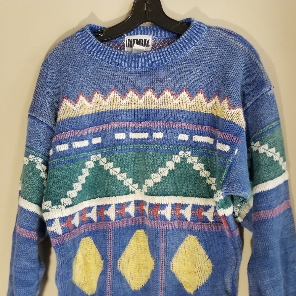Vintage Union Bay Cotton Ramie Abstract Pattern Pullover Crewneck Sweater - Picture 4 of 7